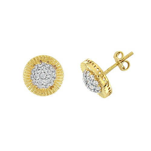 9ct Yellow Gold Cubic Zirconia Round Stud Earrings