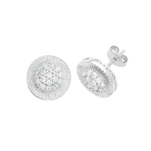 9ct White Gold Cubic Zirconia Round Stud Earrings