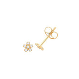 9ct Yellow Gold Clear CZ Flower Stud Earrings
