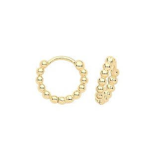 9K Yellow Gold Bubble Huggie Hoop Earrings
