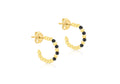9K Yellow Gold Black Cubic Zirconia Beaded Hoop Earrings