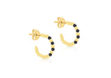 9K Yellow Gold Black Cubic Zirconia Beaded Hoop Earrings