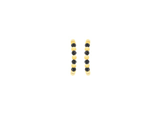 9K Yellow Gold Black Cubic Zirconia Beaded Hoop Earrings