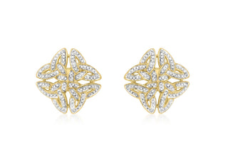 9ct Yellow Gold Diamond Celtic Cross Stud Earrings 0.10ct