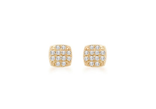 9ct Yellow Gold Diamond Cushion Stud Earrings