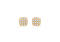 9K Yellow Gold Diamond Pave Cushion Stud Earrings