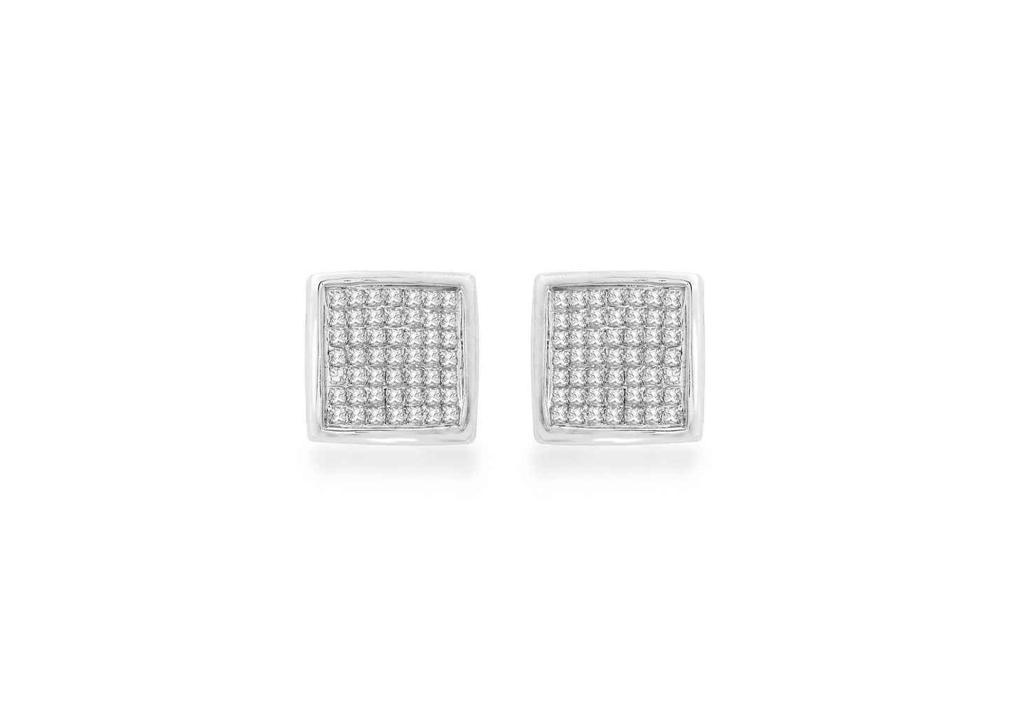 9K White Gold Diamond Pave Cluster Stud Earrings 0.50ct
