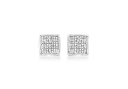 9K White Gold Diamond Pave Cluster Stud Earrings 0.50ct