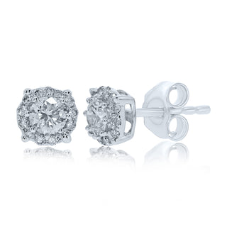 9ct White Gold 0.50ct Diamond Halo Earrings
