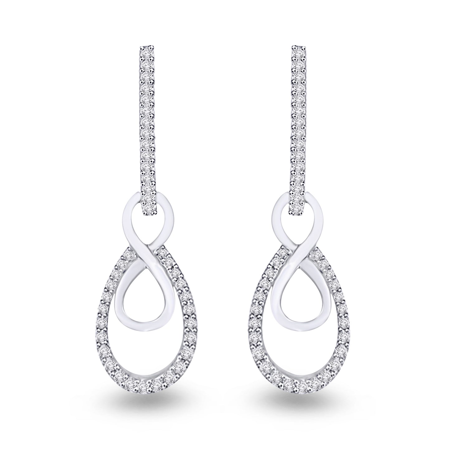 9ct White Gold Diamond Drop Infinity Earrings