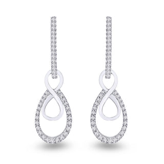 9K White Gold Diamond Drop Infinity Earrings