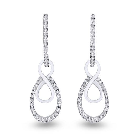 9ct White Gold Diamond Drop Infinity Earrings
