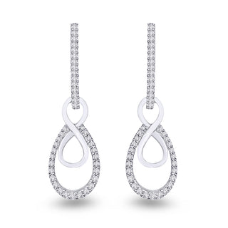 9K White Gold Diamond Drop Infinity Earrings