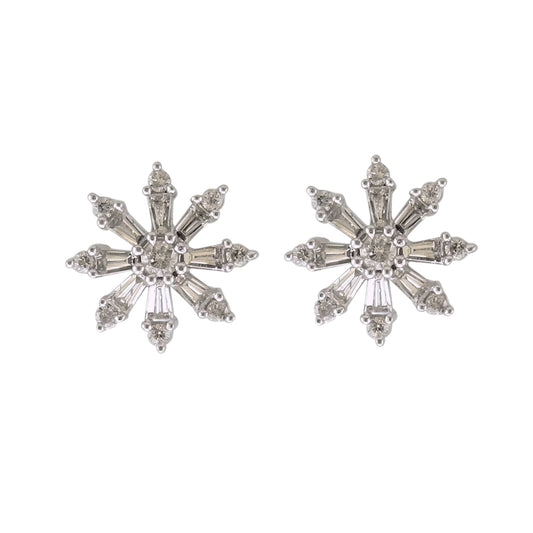 9ct White Gold Diamond Snowflake Earrings