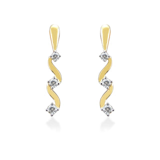 9ct Yellow Gold Three Stone Diamond Twist Earrings