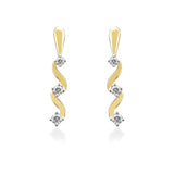 9ct Yellow Gold Three Stone Diamond Twist Earrings