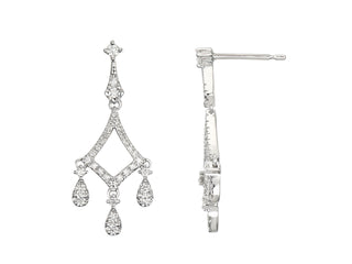 9K White Gold Diamond Drop Earrings