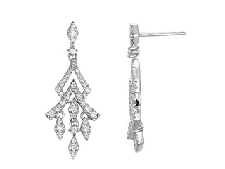 9K White Gold Diamond Drop Earrings