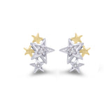 9ct White and Yellow Gold  Diamond Star Earrings