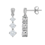 9ct White Gold 3x Diamond Drop Earrings