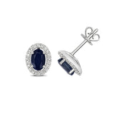 9K White Gold Sapphire & Diamond Halo Studs