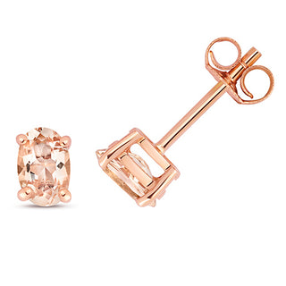 9ct Rose Gold Oval Morganite Stud Earrings