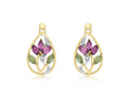 9ct Yellow Gold Tourmaline & Diamond Lotus Drop Earrings