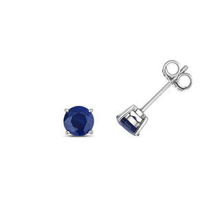 9ct White Gold Round Sapphire Stud Earrings