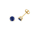 9K Yellow Gold Round Sapphire Stud Earrings