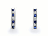 18K White Gold Sapphire & Diamond Huggies