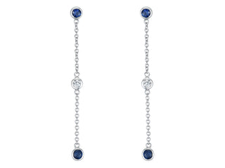 18ct White Gold Sapphire and Diamond Drop Earrings