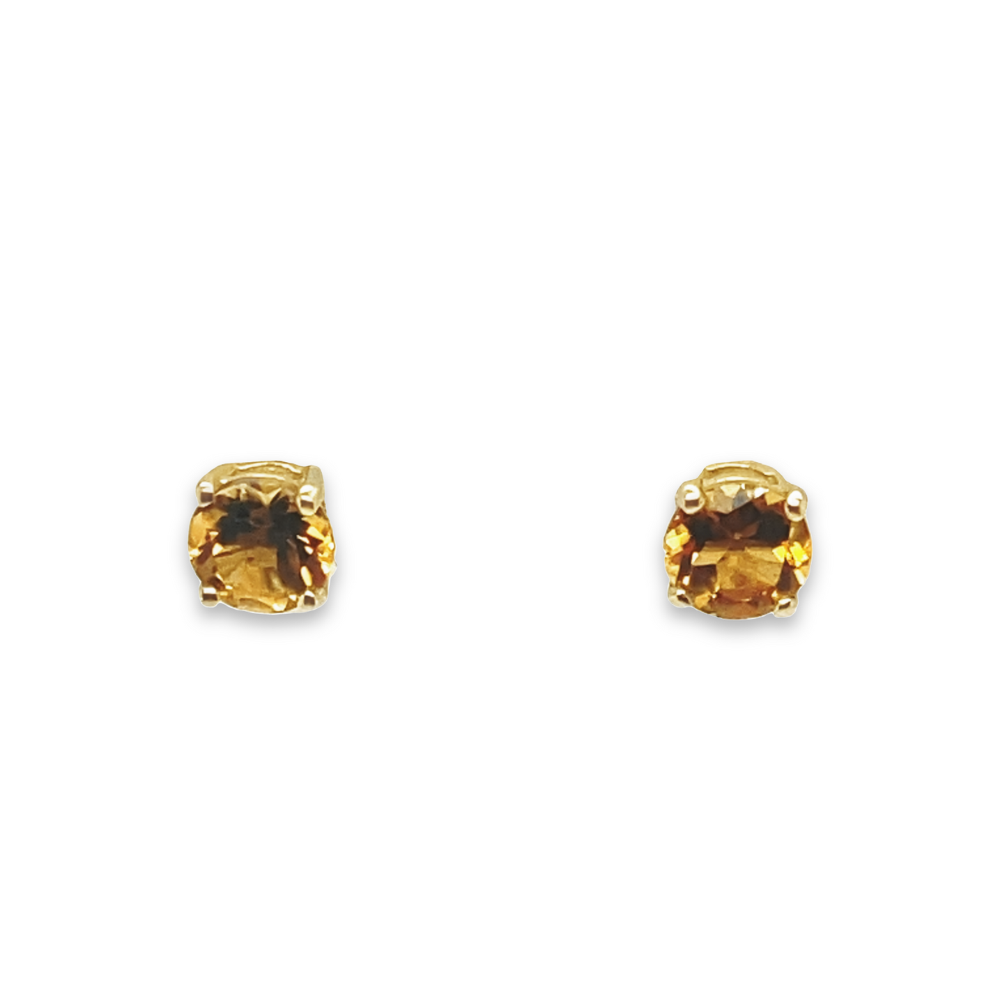 9ct Yellow Gold Round Cut Citrine Stud Earrings