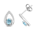9K White Gold Aquamarine & Diamond Stud Earrings