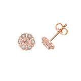 9K Yellow Gold Morganite & Diamond Flower Stud Earrings