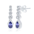 9K White Gold Tanzanite & Diamond Drop Earrings