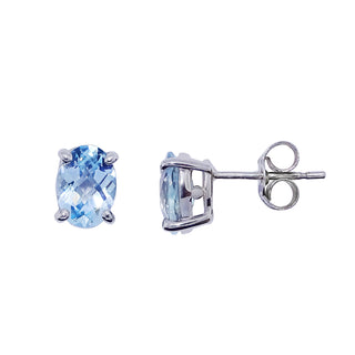 9ct White Gold Blue Topaz Stud Earrings