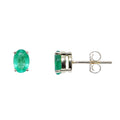 9ct Yellow Gold Oval Emerald Stud Earrings