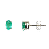 9ct Yellow Gold Oval Emerald Stud Earrings
