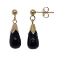 9K Yellow Gold Onyx Bomber Drop Earrings