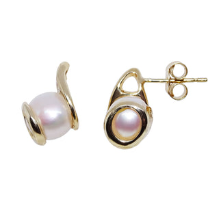9ct Yellow Gold Cultured Pearl Knot Stud Earrings