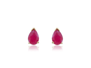 9K Yellow Gold Pear Cut Ruby Stud Earrings
