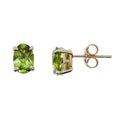 9K Yellow Gold Checkerboard Peridot Stud Earrings