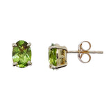 9K Yellow Gold Checkerboard Peridot Stud Earrings