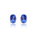 9ct White Gold Oval Cut Tanzanite Stud Earrings