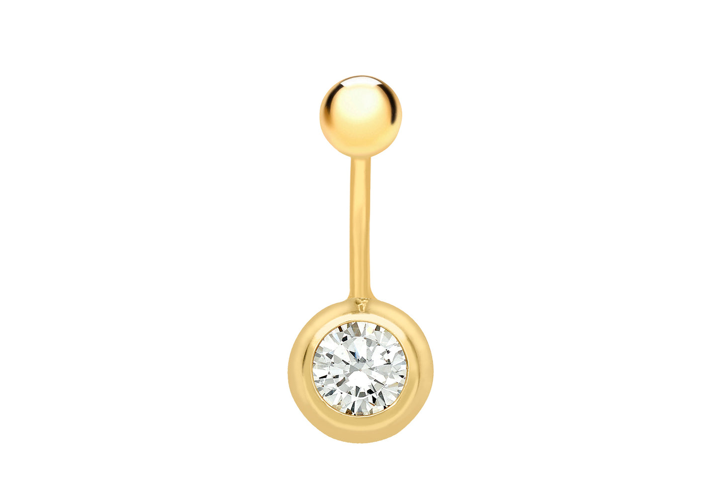 9ct Yellow Gold White Cubic Zirconia Set Belly Bar