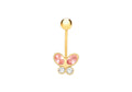9ct Yellow Gold Buttefly Cubic Zirconia Set Belly Bar