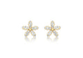 9ct Yellow Gold CZ Flower Stud Earrings