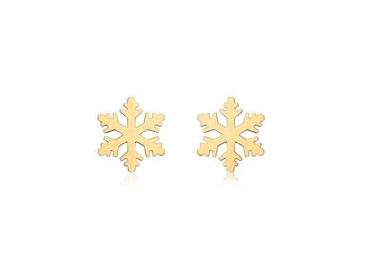 9ct Yellow Gold Snowfake Stud Earrings