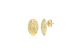 9ct Yellow Gold Diamond Cut Oval Stud Earrings