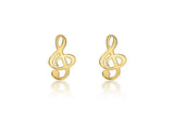 9ct Yellow Gold Treble Clef Stud Earrings